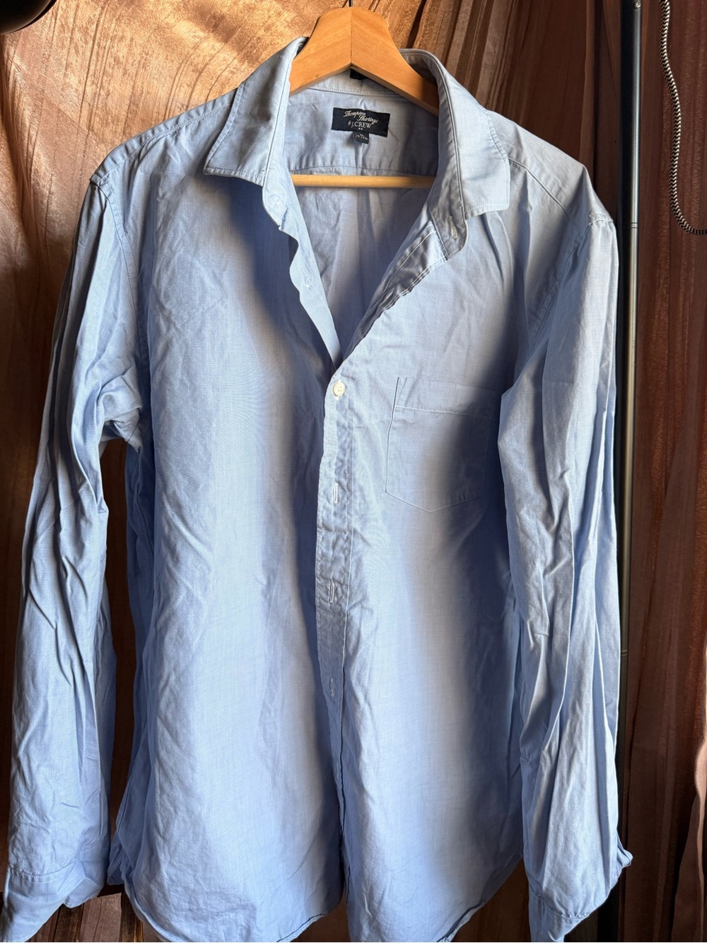J.Crew Thompson Shirtings Mens Solid Light Blue Dress Shirt XL 17-17.5